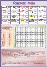 English Worksheet: Compound Nouns (editable + B&W version included)