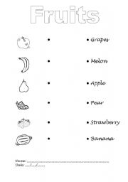 English worksheet: Fruits Match Dots