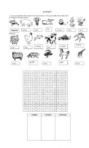 English worksheet: animals