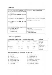 English Worksheet: Can for Possibility, Ability and Talent