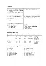 English worksheet: Can for Possibility, Ability and Talent