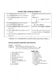 English Worksheet: Future Tense: Be + Going to