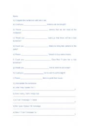 English worksheet: Tell and ask exercises