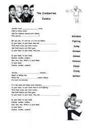 English Worksheet: Zombie Lyrics by The Cranberries