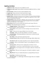 English Worksheet: Spelling Activities and ideas