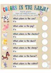English Worksheet: Colors in the farm!
