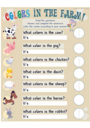 English Worksheet: Colors in the farm!