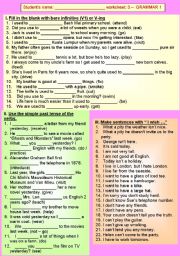 English Worksheet: GRAMMAR ON 