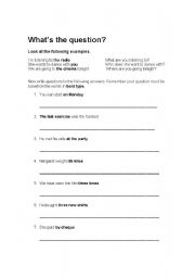 English worksheet: Whats the question?