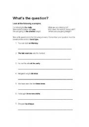 English Worksheet: Whats the question?