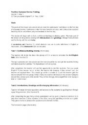 English worksheet: customer service training, lesson 1