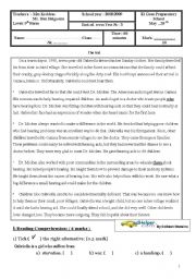 English Worksheet: End of term test n3