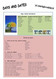 Vocabulary revision 08 - Days and dates