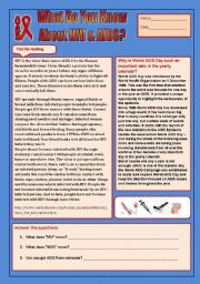 English Worksheet: What Do You Know About HIV & AIDS?