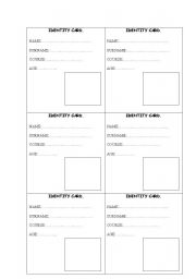 English worksheet: IDENTITY CARDS