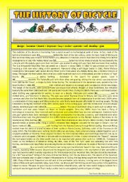 History Series: THE HISTORY OF BICYCLE (!!! with KEY !!!) (PAST TENSE READING)