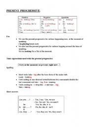 English Worksheet: Present Progressive