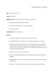English Worksheet: My Family Puzzle