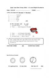 English Worksheet: exam 4th grade