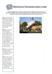 English worksheet: Writing - Mysterious Romanian Plane Crash