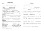 English Worksheet: Adverbs of Degree: Enough, very and too