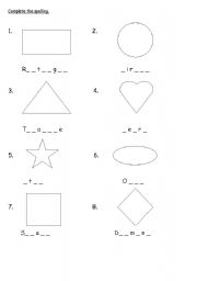 English Worksheet: Shapes Spelling