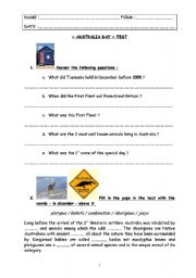 English worksheet: special days - test step 14 - Australia Day