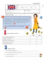 English Worksheet: Test A - 6th Grade