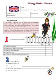 English Worksheet: Test B - 6th Grade