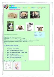 English Worksheet: basic adjectives with dogs :) 