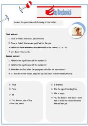 English Worksheet: ERIN BROCKOVICH - TRAILER (listening comprehension). With key.