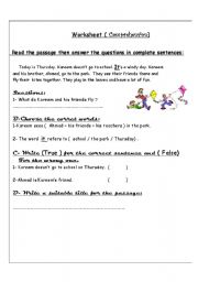 English Worksheet:  Comprehension Worksheet