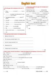 English Worksheet: Simple past - test on regular verbs + was/were