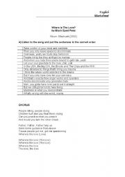 English Worksheet: Song 