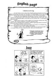 English Worksheet: A story about Christopher Columbus