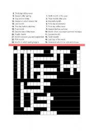 Days, months and seasons crossword