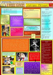 English Worksheet: I FEEL GOOD - JAMES BROWN - ONE PAGE - (FULLY EDITABLE)