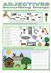 English Worksheet: ADJECTIVES DESCRIBING THINGS