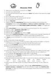 English Worksheet: Discussion: Food [advanced]