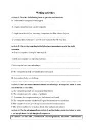 English worksheet: writing about computers