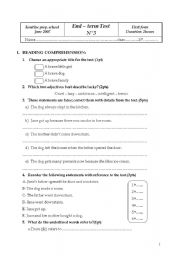 End-term test n3 tunisian 1st formers - part two: reading, language and writig