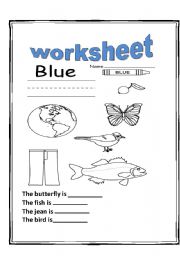 English Worksheet: MY COLOR BLUE