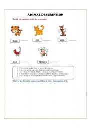 English Worksheet: animal description 