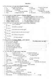 English Worksheet: Past for of Tobe