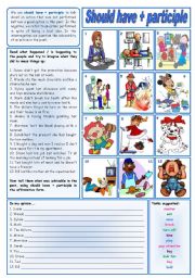 English Worksheet: Should have + participle ***fully editable