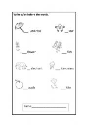 English worksheet: articles