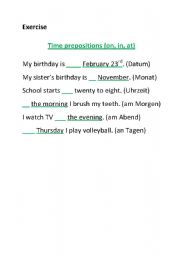 English Worksheet: time prepositions