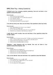 English Worksheet: OPIc [Role Play - Asking Questions]