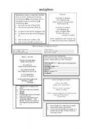 English Worksheet: Metaphors