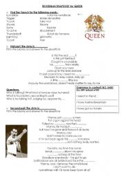 English Worksheet: Bohemian Rhapsody 